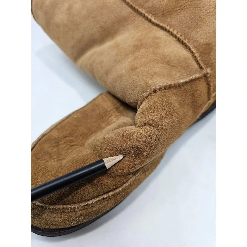 Womens Brown Suede Sheepskin‎ Lined Tall Winter Boots Size 7